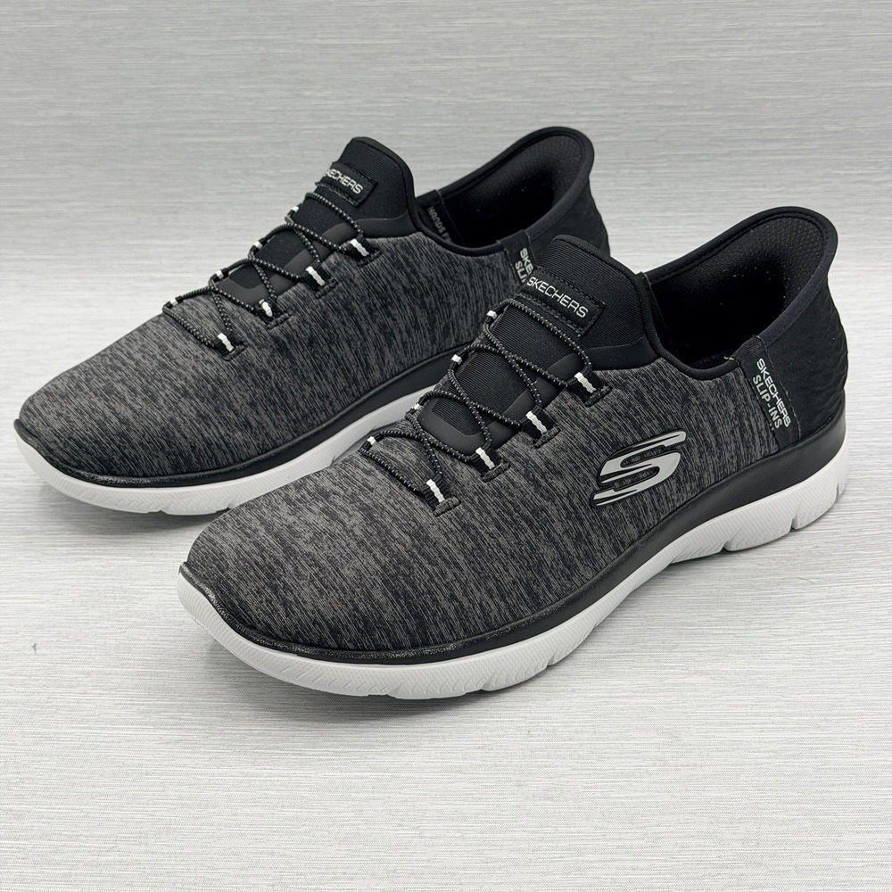 Skechers Women's 8.5 Sneakers Black Slip Ins Hands Free Summits Grey 149937
